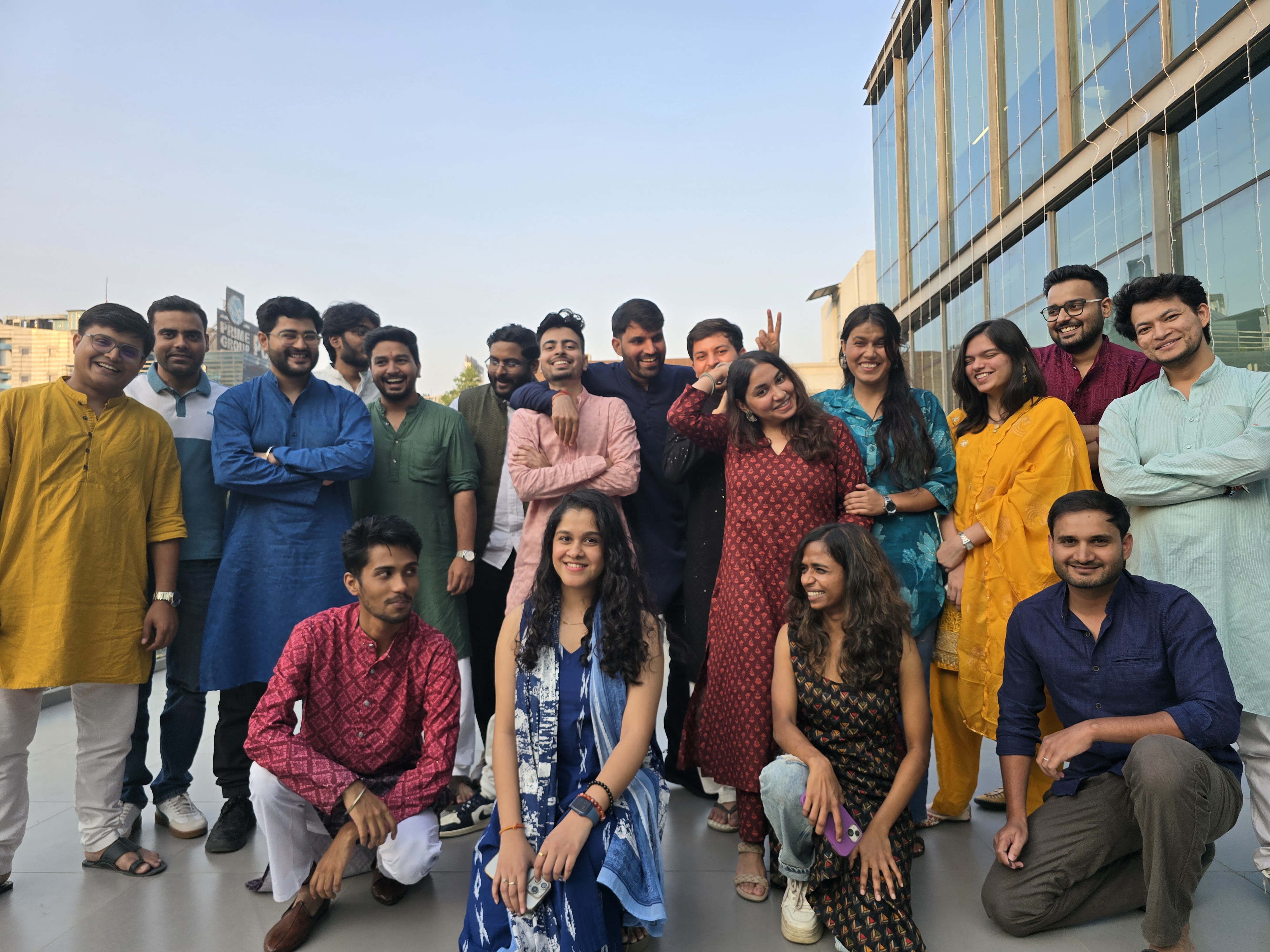 Team members celebrating at the office